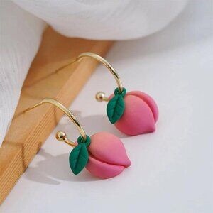 Fruit Peach Stud Drop Dangle Earrings